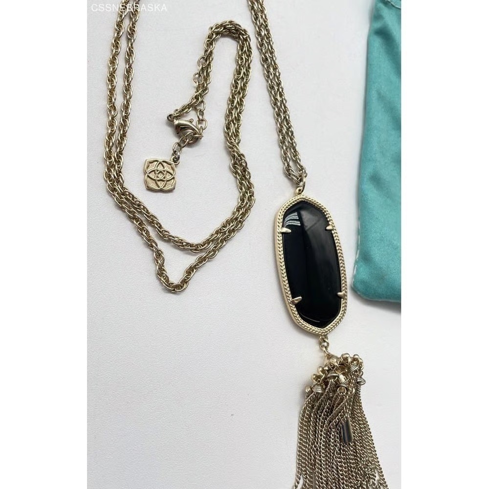 Kendra Scott - Black Iridescent Rayne Necklace | Two Sided | Gold Tone